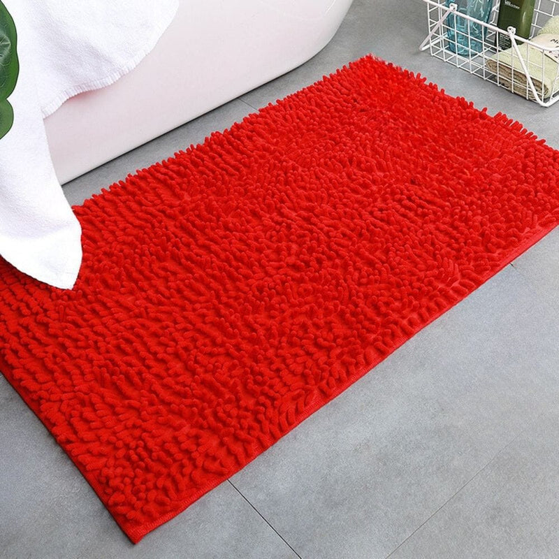 Tapis Chenille Salle De Bain Rouge - Les tapis de bain
