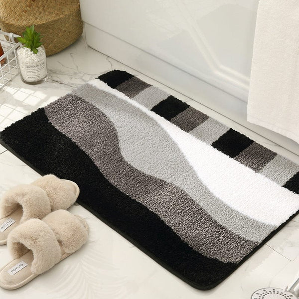 Tapis De Bain Blanc Gris Et Noir - Les tapis de bain