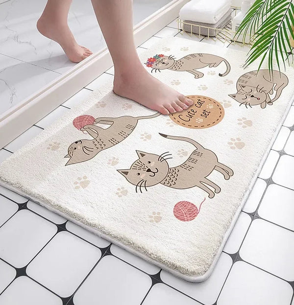 Tapis de Bain Chat Gris - Les tapis de bain