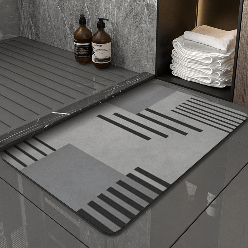 Tapis de Bain Diatomite Gris - Les tapis de bain