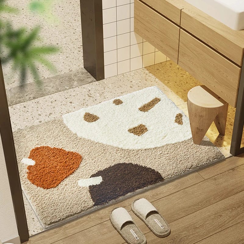 Tapis de Bain Épais Marron et Beige - Les tapis de bain