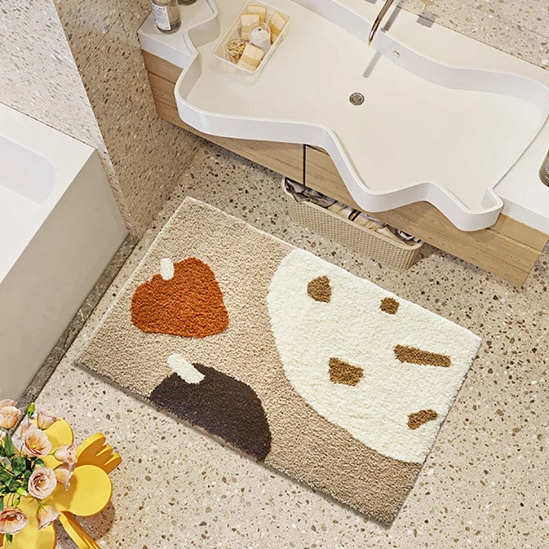 Tapis de Bain Épais Marron et Beige - Les tapis de bain