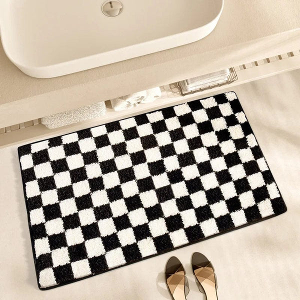 Tapis de Bain Géométrique Noir et Blanc - Les tapis de bain