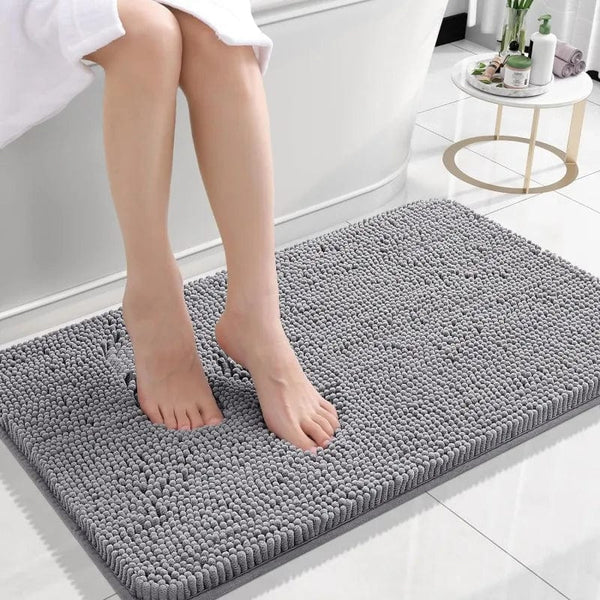 Tapis de Bain Gris Chenille Confort+ - Les tapis de bain