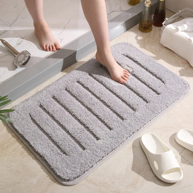 Tapis de Bain Gris Microfibre - Les tapis de bain