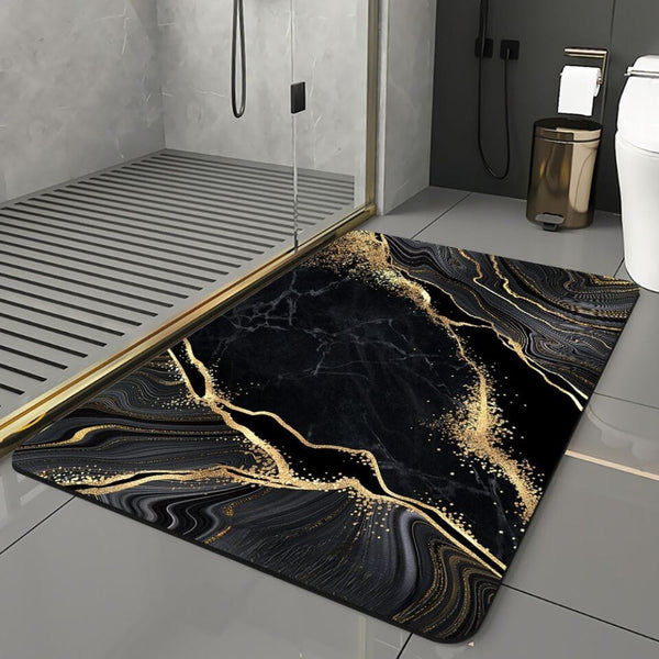 Tapis de Bain Noir et Doré - Les tapis de bain