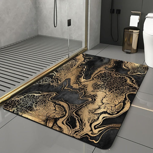 Tapis de Bain Noir et Doré - Les tapis de bain