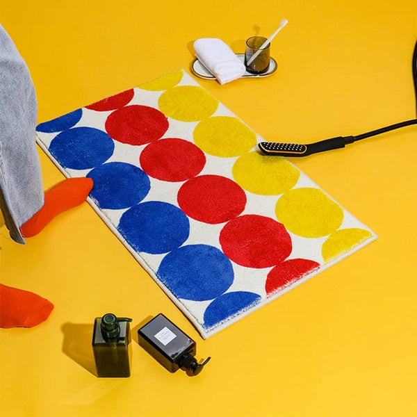 Tapis de Bain Rectangulaire avec Rond de Couleur - Les tapis de bain